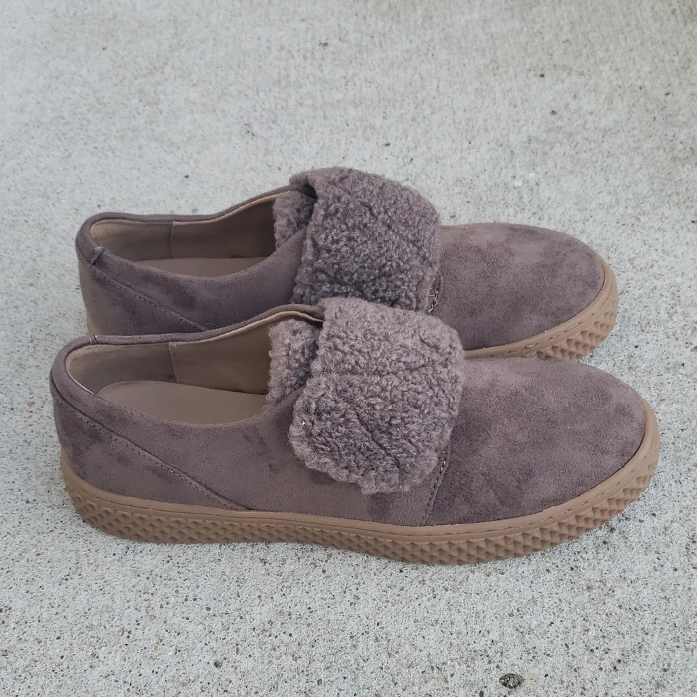 Aerosoles Wave Ebbie Sherpa Low Top Ankle Boots Sneaker Medium Taupe Size 7.5